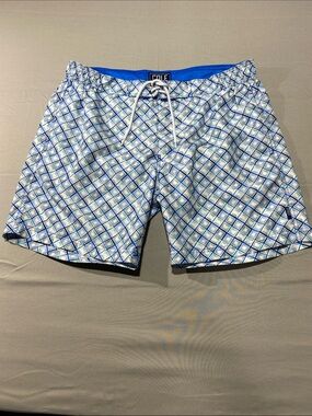 Blue Geometric Men’s Swim Trunks